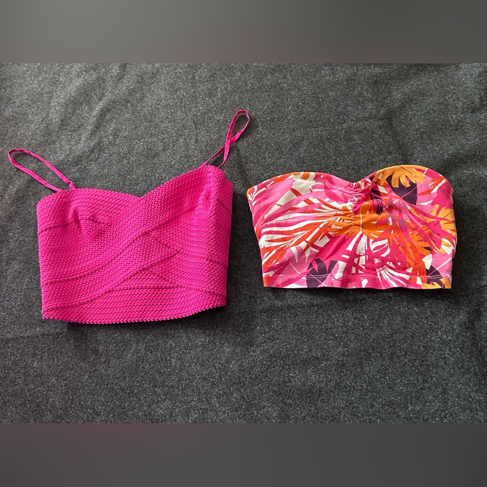 Express White/Pink Bandeau Top
